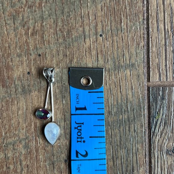 *Moonstone & Mystic Topaz* Unique Pendant | Silver Necklace | Asymmetrical, NWOT - Picture 8 of 10